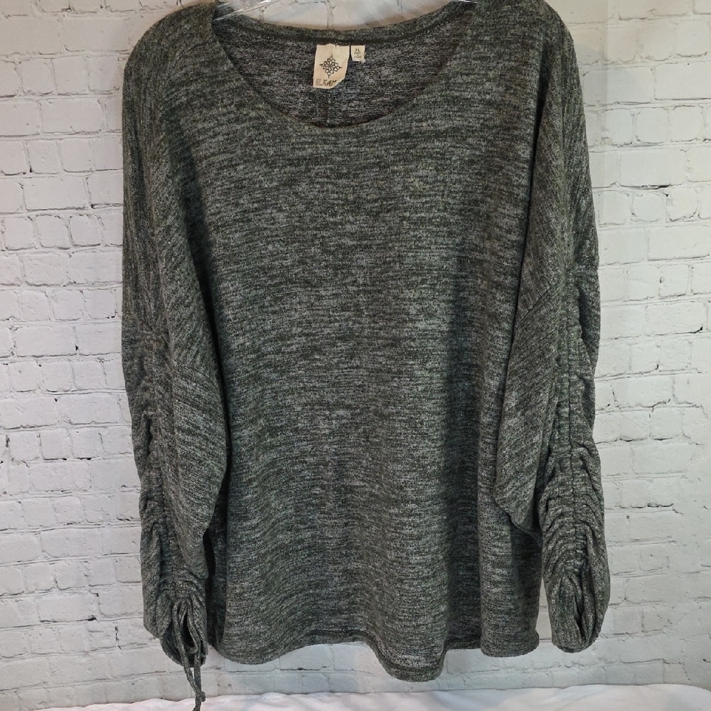 Alchemation Alkamy Gray Ruched Sleeve Oversized Knit‎ Sweater XL